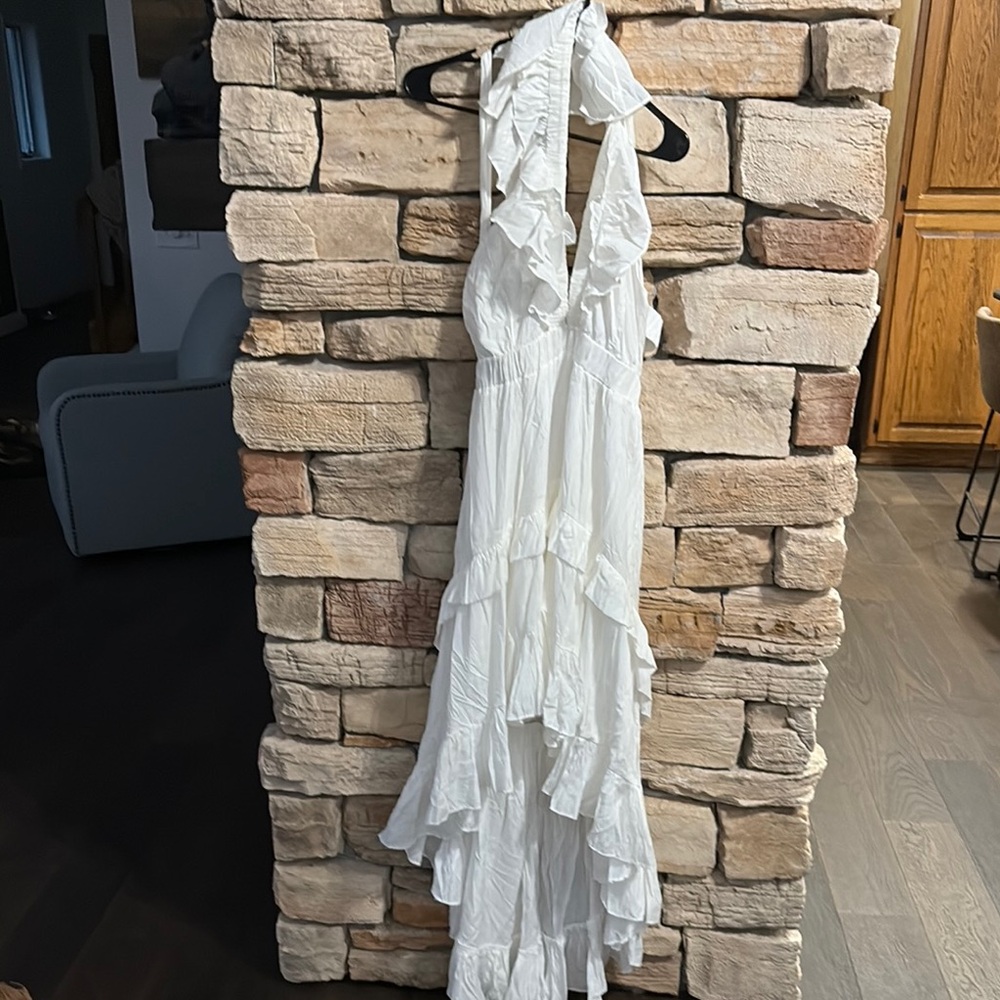 Elegant White Ruffled Dress